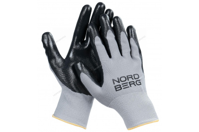 Перчатки полиэфирные 15 класс серая основа/ черное покрытие NORDBERG NPG1508GB